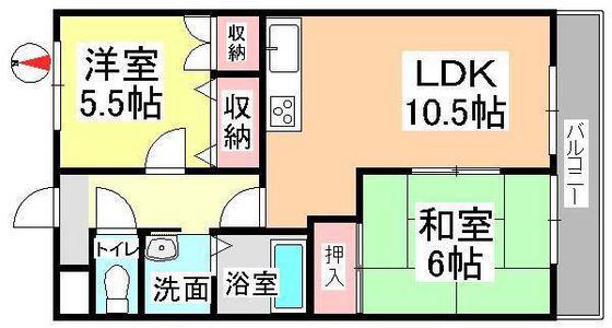 セブンス・ヘブン今(2LDK/4階)の間取り写真
