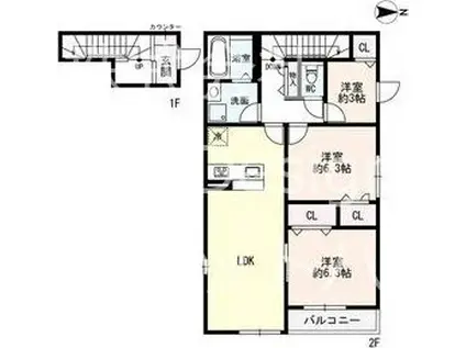 MAISON DE HIRO II(3LDK/2階)の間取り写真