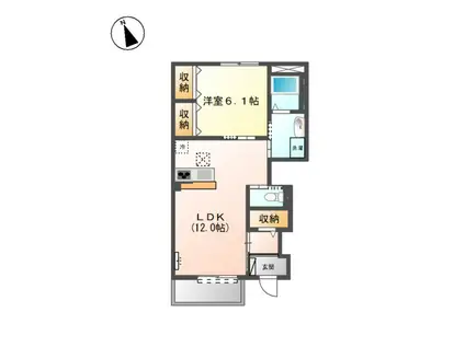 ラシャンス(1LDK/1階)の間取り写真