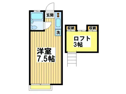 ムーンシャトル(1K/1階)の間取り写真