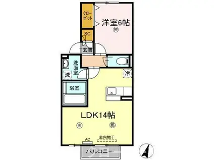 フランボワーズ(1LDK/2階)の間取り写真