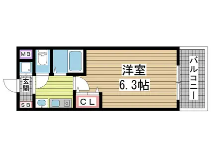 エステムコート新神戸エリタージュ(1K/9階)の間取り写真