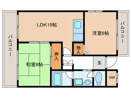 ボナール出戸(2LDK/3階)の間取り写真