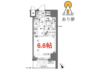 ZOOM横浜(1K/11階)の間取り写真