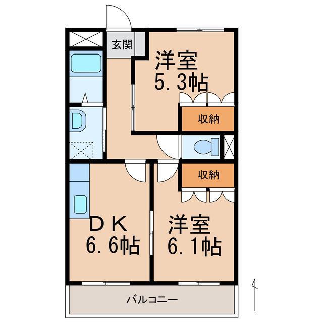 PRONITY COURT II(2DK/1階)の間取り写真