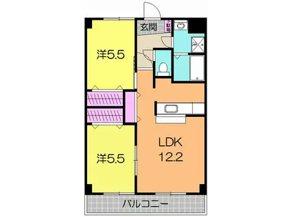 コーラルリーフ前小路(2LDK/4階)の間取り写真