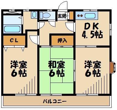 笹井レジデンスII(3DK/1階)の間取り写真