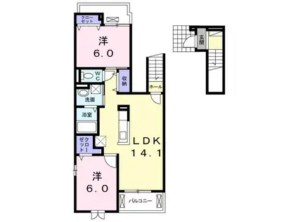 エレガンシア レジデンス(2LDK/2階)の間取り写真