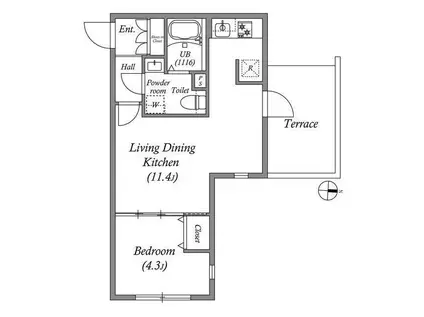 LUORE池上II(1LDK/1階)の間取り写真