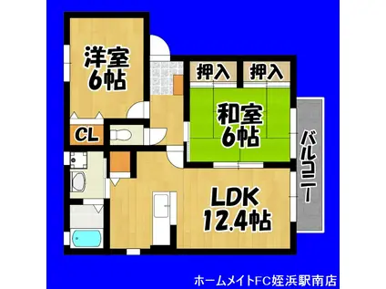 メルベーユC(2LDK/2階)の間取り写真