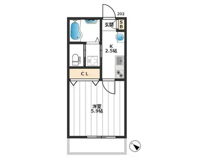 イルフィオーレ(1K/2階)の間取り写真