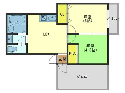ハイツ巽西(2LDK/3階)の間取り写真