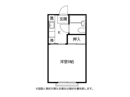 ベアハイム(1K/1階)の間取り写真