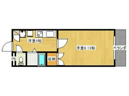 クラックス(1K/2階)の間取り写真