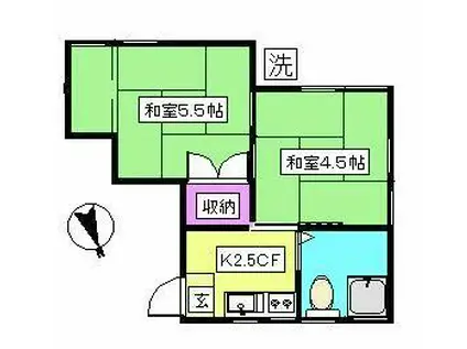 イコーハイツ(2K/1階)の間取り写真