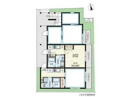 アノンテラス奥沢 1(1K/1階)の間取り写真