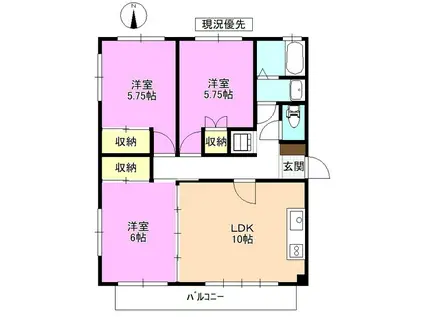 ハイツマルベリー(3LDK/2階)の間取り写真