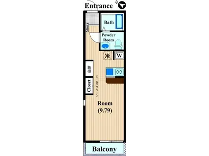ロイヤルコート(ワンルーム/2階)の間取り写真