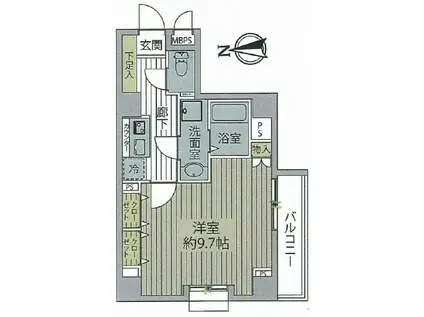 ガラ・シティ芝公園学生・社会人にオススメ初期費用(1K/13階)の間取り写真