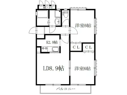 モンマ壱番館(2LDK/2階)の間取り写真
