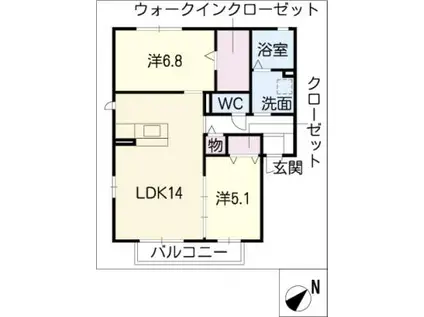 ファミール A棟(2LDK/1階)の間取り写真