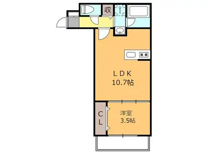 ラルヴェール試験場前Ⅱ(1LDK/1階)の間取り写真