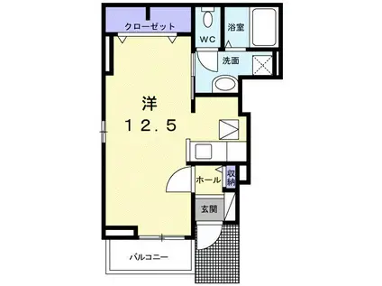 エテルノ輝(ワンルーム/1階)の間取り写真