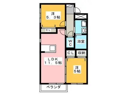 パールコート(2LDK/1階)の間取り写真