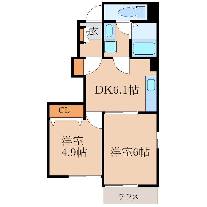 ハッピ-スマイル・K.J(2DK/1階)の間取り写真