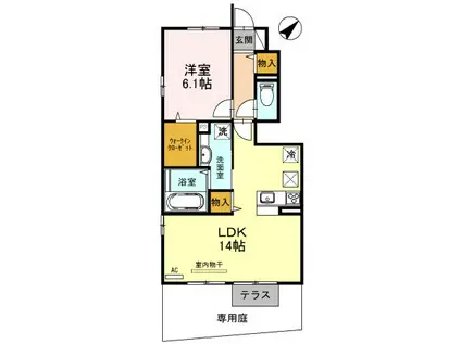 セジュール623 II(1LDK/1階)の間取り写真