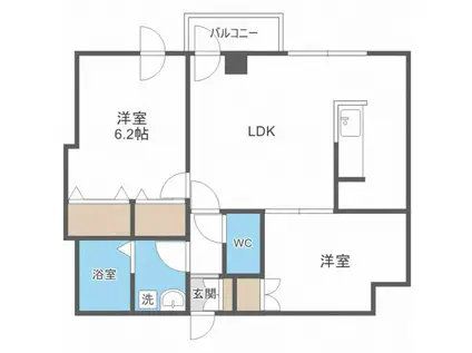 フェリーチェ1°(2LDK/2階)の間取り写真