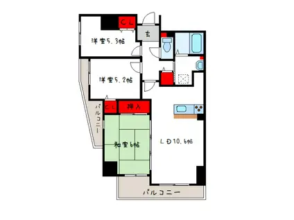 イースタンビル(3LDK/10階)の間取り写真
