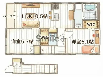 エルメゾン久米(2LDK/2階)の間取り写真