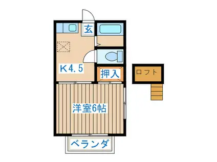 第1コーポナバタ(1K/1階)の間取り写真