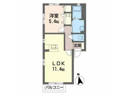 グロワールA(1LDK/2階)の間取り写真