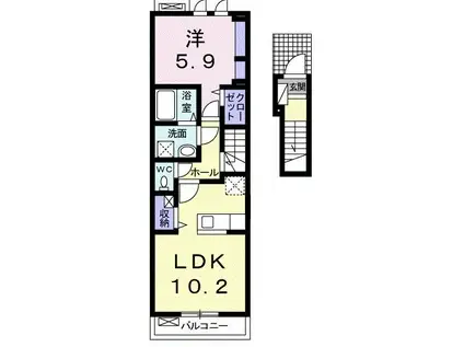 ハル オーヴェスト(1LDK/2階)の間取り写真