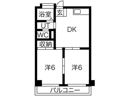 堀米ハイツ(2DK/3階)の間取り写真