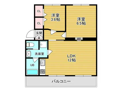 名谷2団地(2LDK/4階)の間取り写真