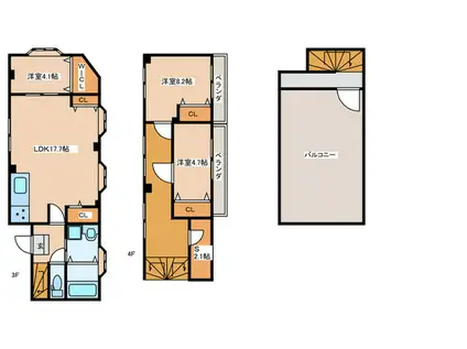 TAKAKA BUILDING(3SLDK/3階)の間取り写真