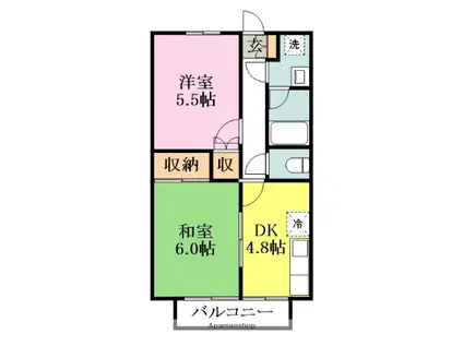 ディアフラッツIV(2DK/2階)の間取り写真