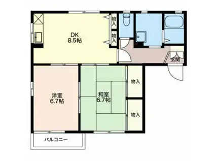 エバーグリーン A(1LDK/2階)の間取り写真