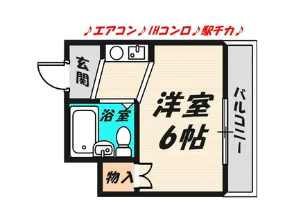 ルームス古市(1K/1階)の間取り写真