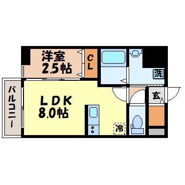 MODERN PALAZZO 長崎 CENTRAL(1LDK/7階)の間取り写真