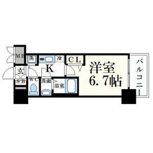 プレサンス名古屋STATIONルミアス(1K/2階)の間取り写真