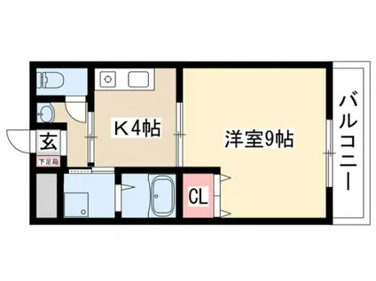 メルヴェーユ45(1K/4階)の間取り写真