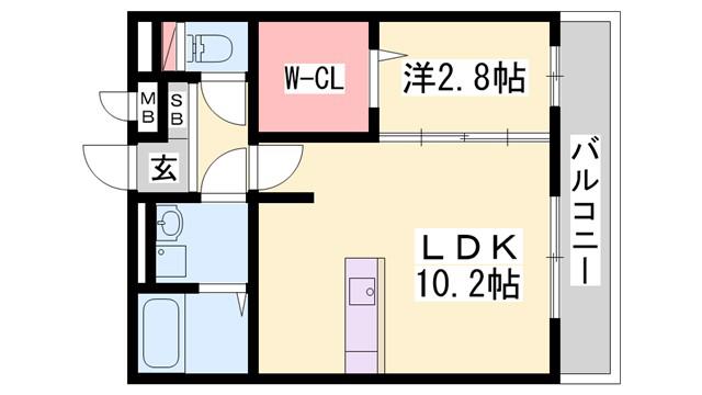 ラベニール(1LDK/1階)の間取り写真