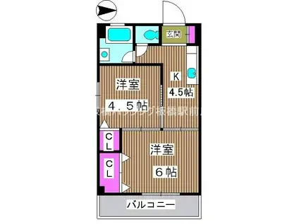 弥生ハイツ(2K/5階)の間取り写真