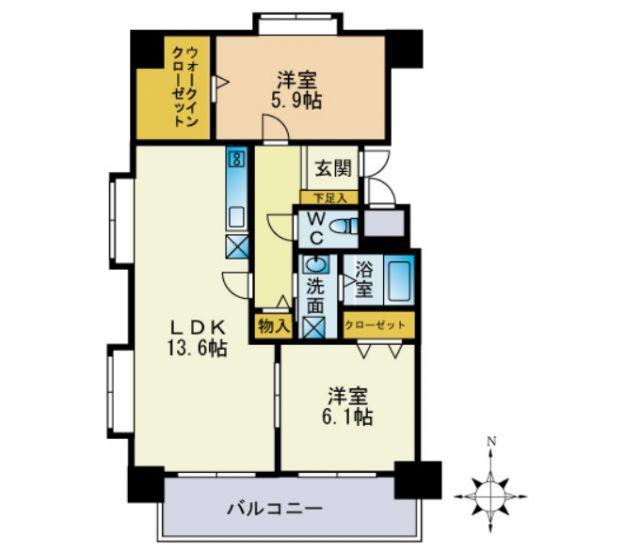 イーストコート箱崎(2LDK/7階)の間取り写真