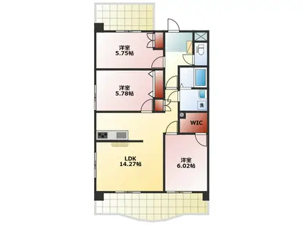 セレーザ鶴田(3LDK/3階)の間取り写真