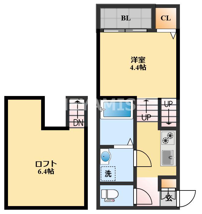 MODERN PALAZZO 小船越 SUNNY HILL(1SK/2階)の間取り写真